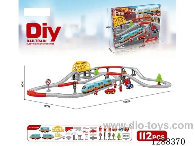 DIY Assembled Electric Track Train/112PCS with music not included battery