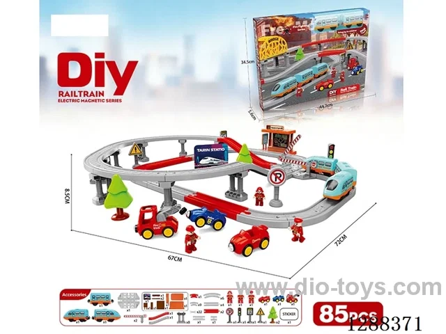 DIY Assembled Electric Track Train/85PCS with music not included battery