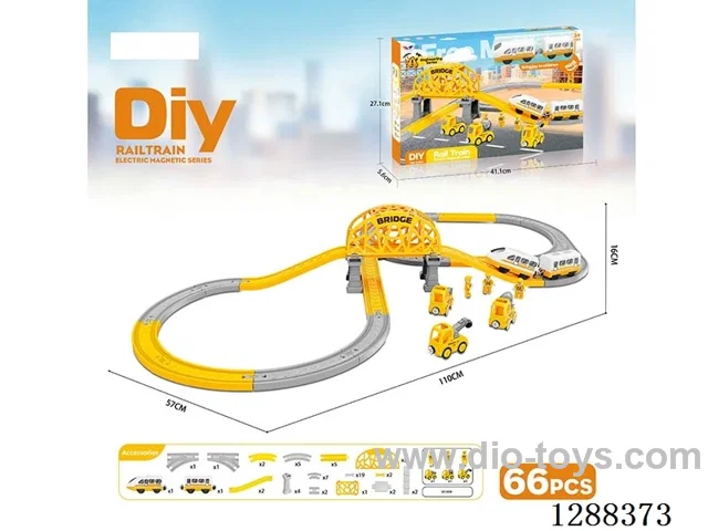 DIY Assembled Electric Track Train/66PCS with music not included battery
