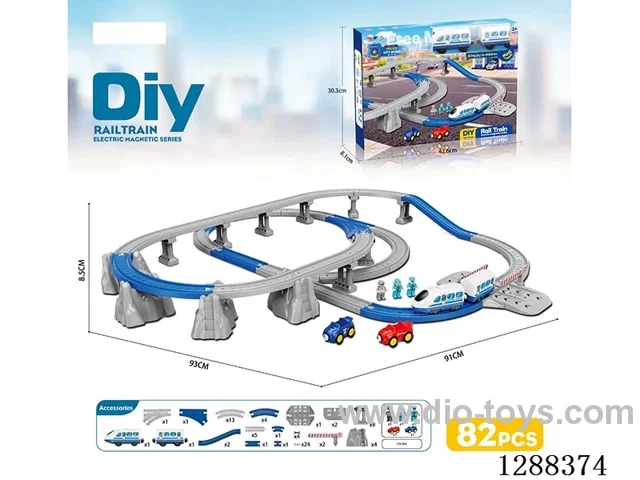 DIY Assembled Electric Track Train/82PCS with music not included battery