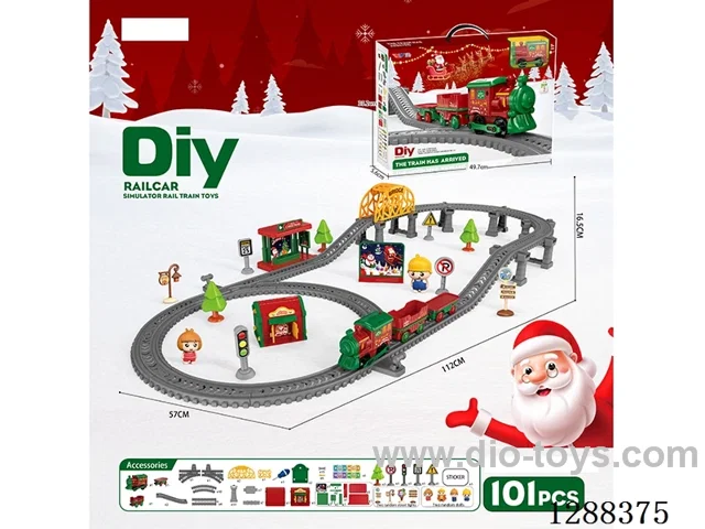 Christmas-Themed DIY Assembled Electric Track Train/101PCS with music not included battery