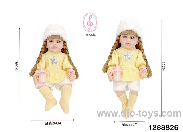 24-inch 60CM eco-friendly vinyl doll with IC /touch-sensitive sounding (feet are filled with cotton)