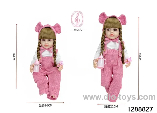 24-inch 60CM eco-friendly vinyl doll with IC /touch-sensitive sounding (feet are filled with cotton)