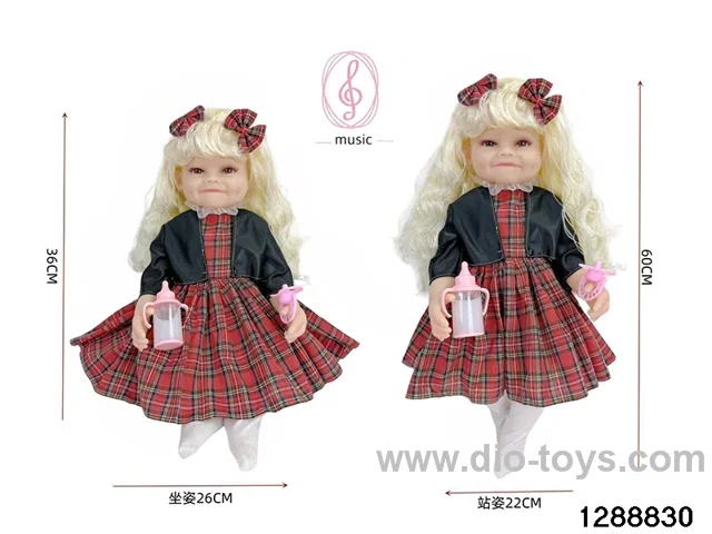24-inch 60CM eco-friendly vinyl doll with IC /touch-sensitive sounding (feet are filled with cotton)
