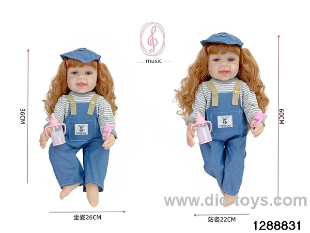24-inch 60CM eco-friendly vinyl doll with IC /touch-sensitive sounding (feet are filled with cotton)