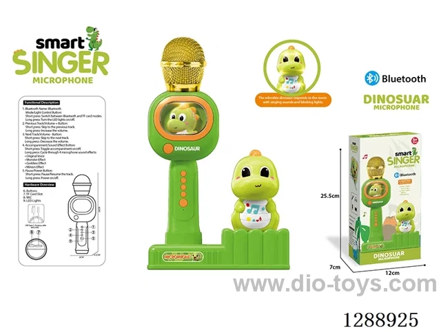 Bluetooth Microphone W L/M + Dinosaur Voice-Activated Lights