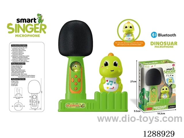 Bluetooth Microphone W L/M + Dinosaur Voice-Activated Lights