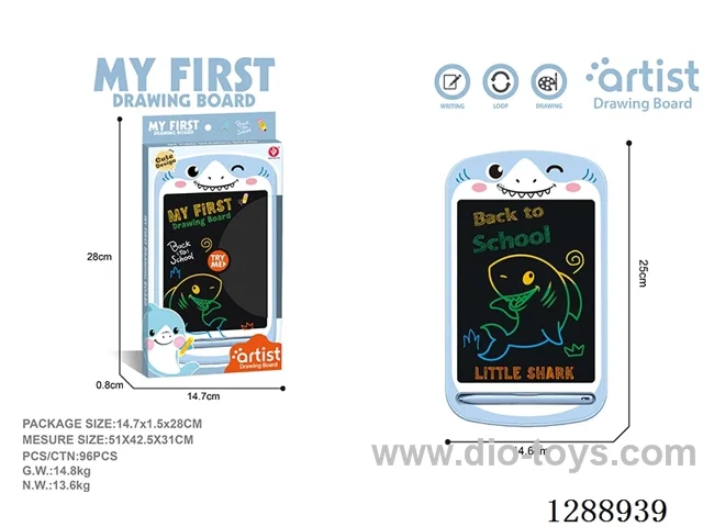 Shark LCD Drawing Board, One-Button Clear, included battery (1 x 3V CR2025 Button Cell Battery)