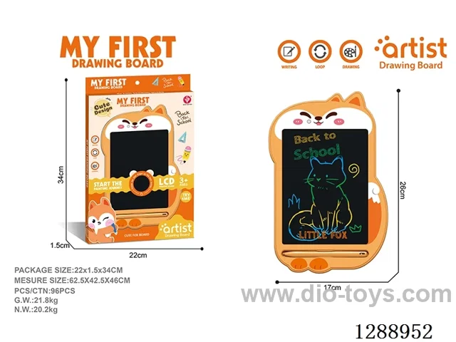 Fox LCD Drawing Board, One-Button Clear, included battery (1 x 3V CR2025 button cell battery)