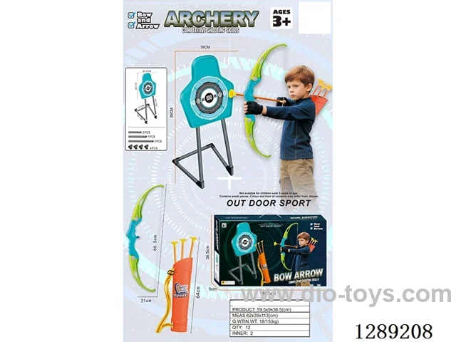 68cm Bow with Arrows/Quiver + Large Target Stand