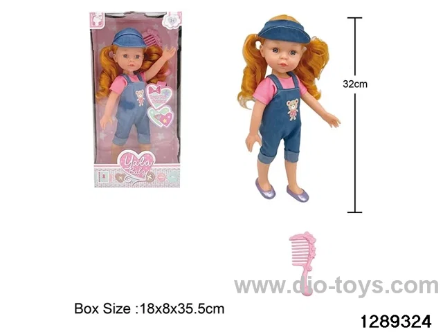 32cm girl doll with comb accessories in window box