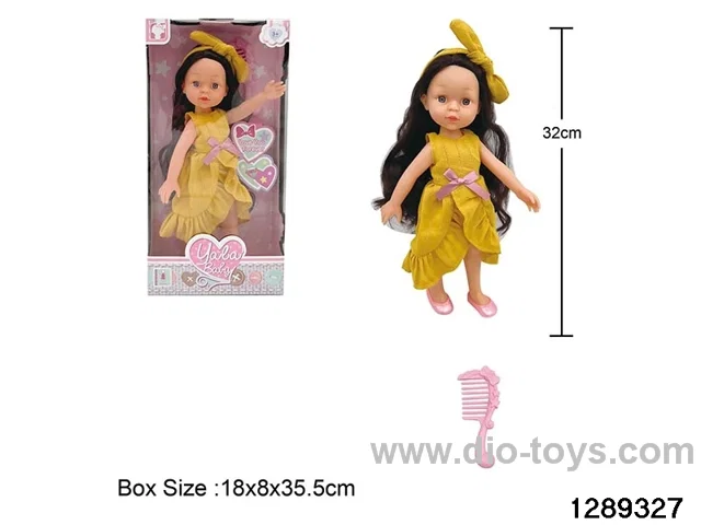 32cm girl doll with comb accessories in window box