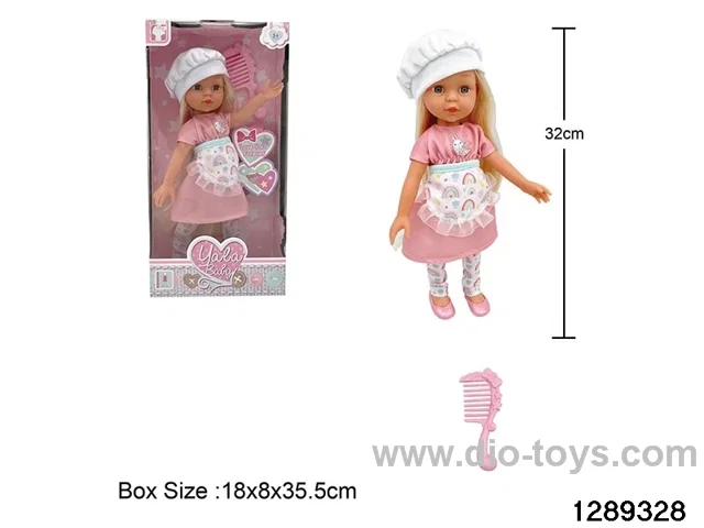 32cm girl doll with comb accessories in window box