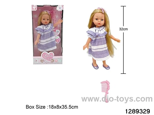 32cm girl doll with comb accessories in window box
