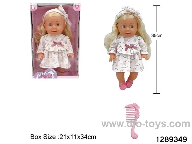 35cm girl doll with comb accessories in window box