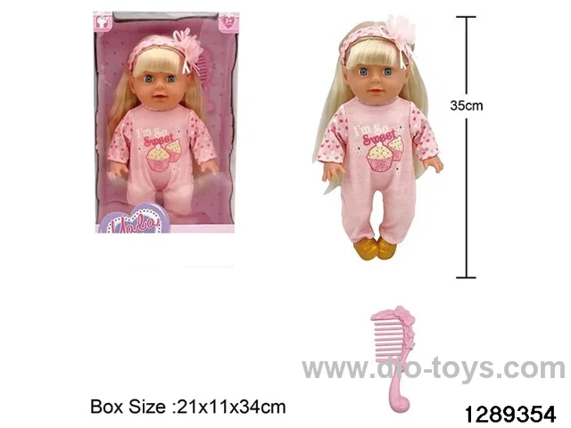 35cm girl doll with comb accessories in window box