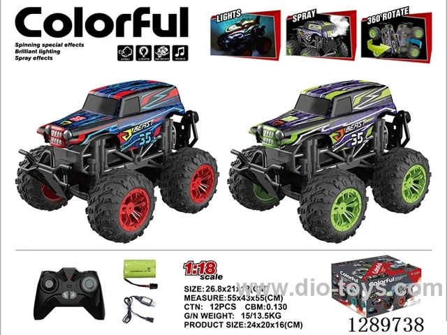 1:18 RC stunt car W L/M/spray included battery