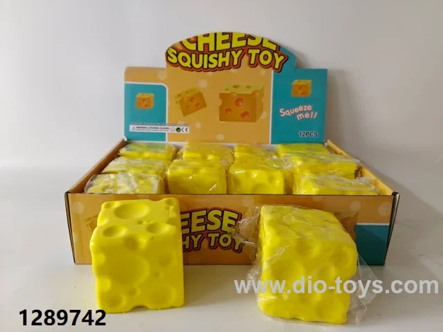 6.3cm squishy cheese cube toy in display box