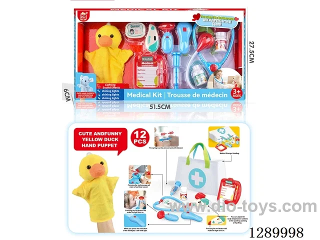 Doctor Hand Puppet Set with Cloth Storage Bag (W L/M, included battery)