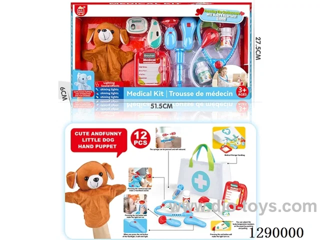 Doctor Hand Puppet Set with Cloth Storage Bag (W L/M, included battery)