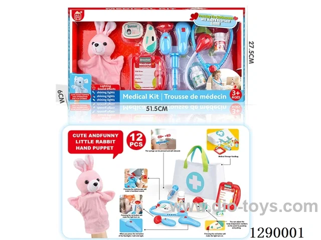 Doctor Hand Puppet Set with Cloth Storage Bag (W L/M, included battery)