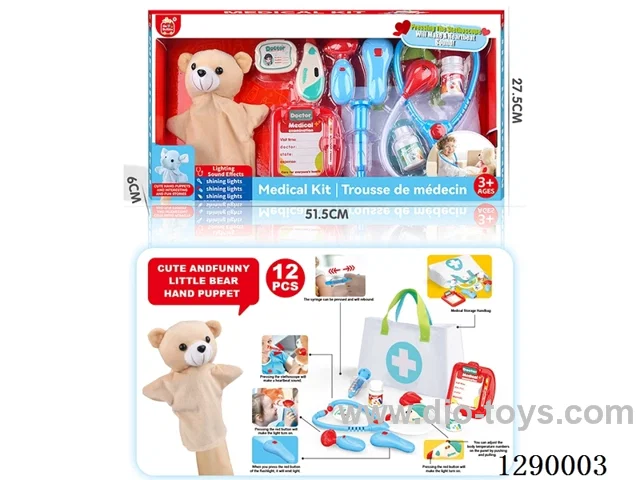 Doctor Hand Puppet Set with Cloth Storage Bag (W L/M, included battery)