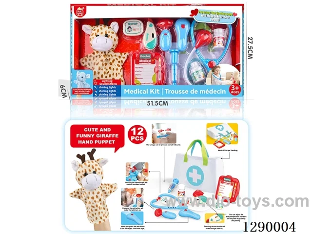 Doctor Hand Puppet Set with Cloth Storage Bag (W L/M, included battery)