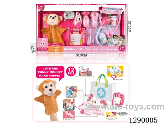 Doctor Hand Puppet Set with Cloth Storage Bag (W L/M, included battery)