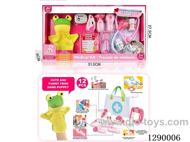 Doctor Hand Puppet Set with Cloth Storage Bag (W L/M, included battery)
