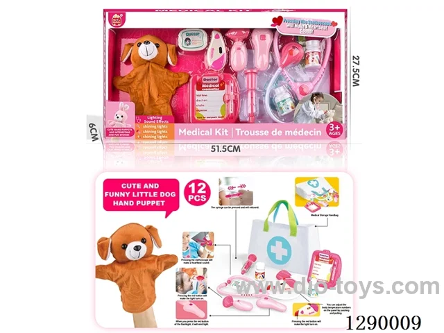 Doctor Hand Puppet Set with Cloth Storage Bag (W L/M, included battery)