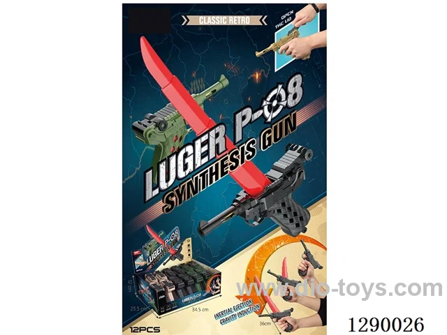 2-in-1 Gun & Retractable Knife, 3 Colors (12PCS)