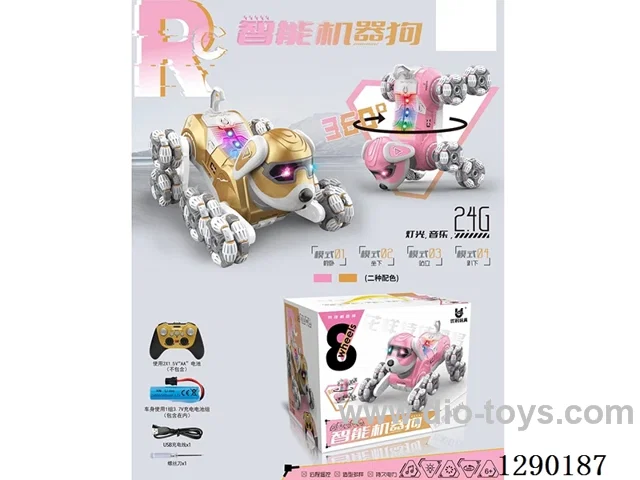 Chinese package - 2.4G RC stunt robot dog W L/M 2 colors included battery