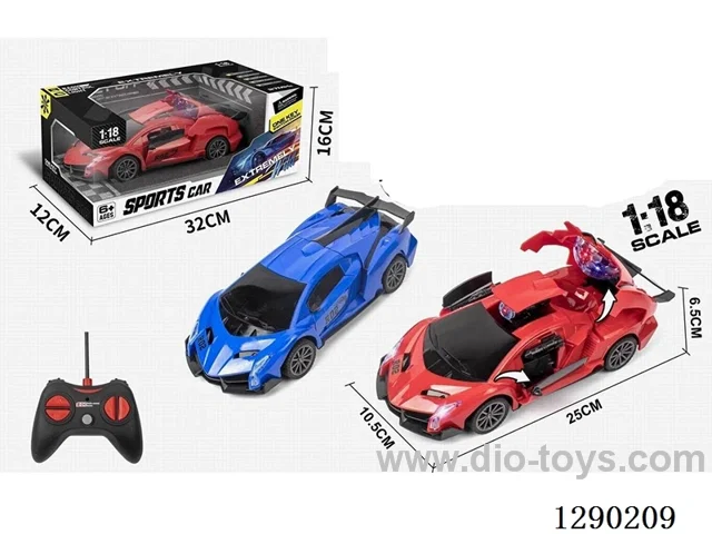 1:18 5ch rc transforming car with light not included battery