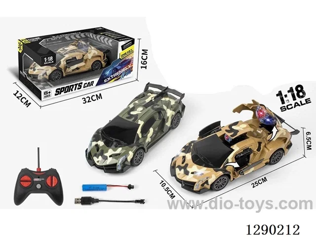 1:18 5ch rc transforming car with light included battery