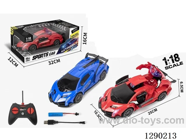 1:18 5ch rc transforming car with light included battery