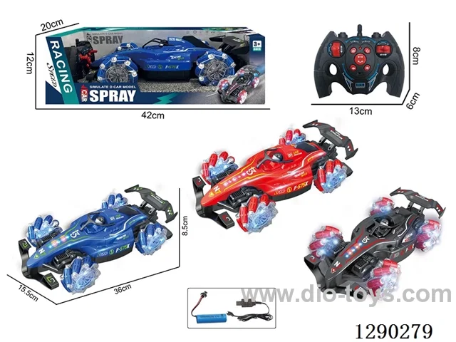9ch 2.4G rc stunt car with spray included battery