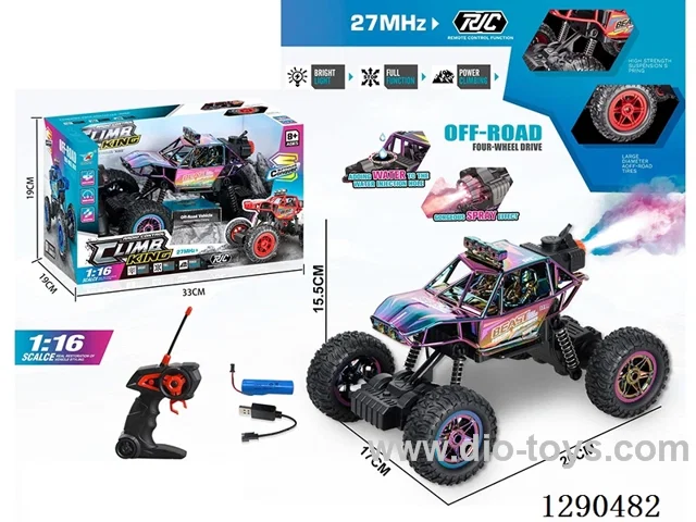 1:16 27MHz 5ch RC Rock Crawler with Spray and Lights included battery