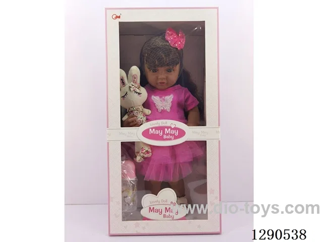 55 cm Reborn Doll - Highly Realistic Dark-Skinned Baby Doll, Full-Body Soft Rubber, Includes Bottle, Diapers, Birth Certificate, Sandals, Little Rabbit, Hair Clip, and Shaking IC