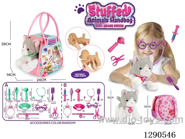 Plush Articulated Gray Cat-Themed Tote Bag