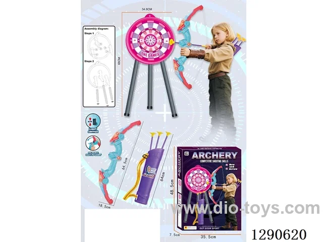 Folding Flashlight Bow and Arrow Set / Quiver + Large Target Stand (3 AG13 Batteries)