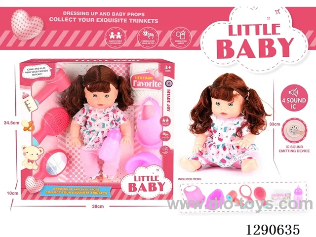 14-inch Rubber Head Blow-Molded Body Doll with Fixed Eyes