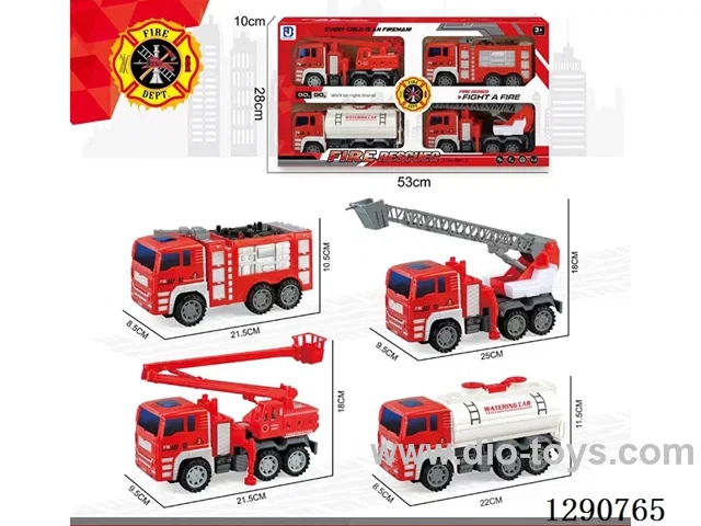 Inertia Fire Trucks, 4-PCS (Assorted)