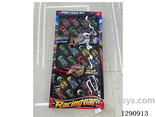 Metal Mechanical Pattern pull back Race Car Set (24 pcs)