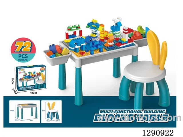 Building Block Table + 72 Basic Bricks + Rabbit Chair