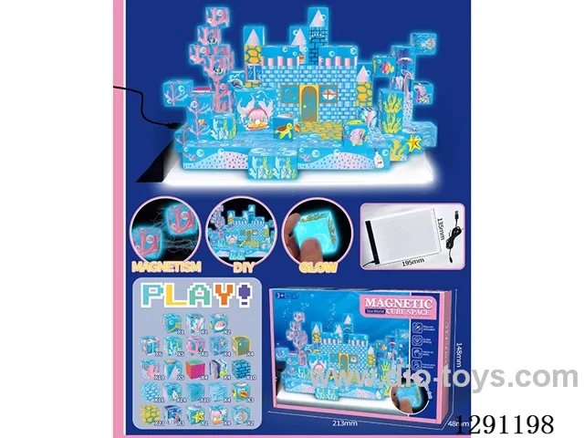 Glow-in-the-Dark Underwater World Magnetic Cubes with Light Board, 140PCS