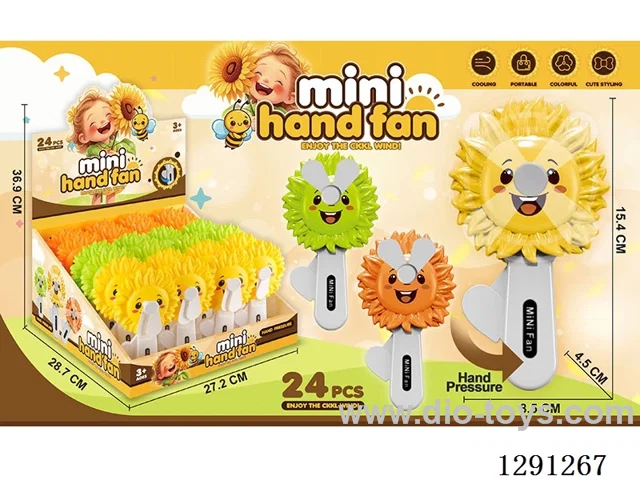 Hand-Press Mini Fans, 24PCS, 3 colors