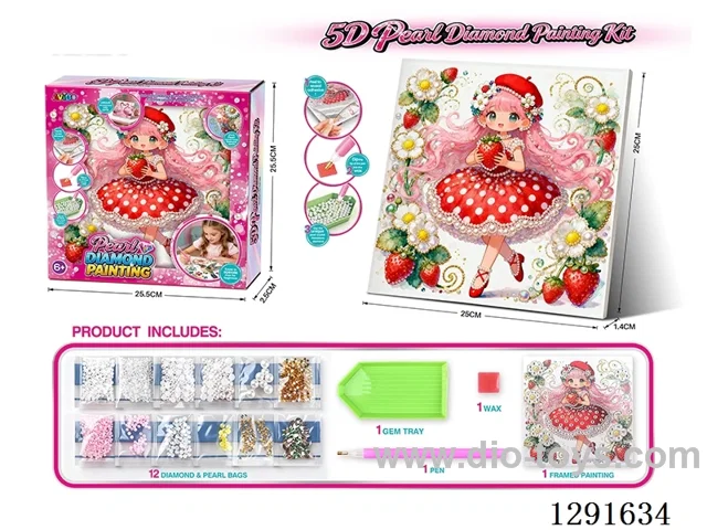 5D Rhinestone and Pearl Decorative Painting - Strawberry Girl