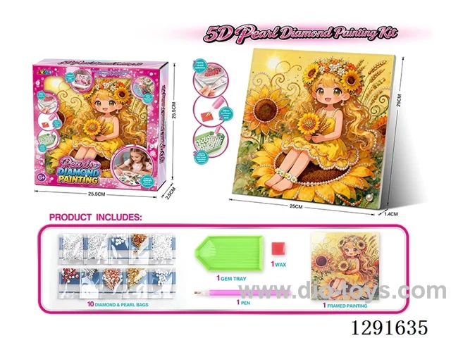 5D Rhinestone and Pearl Decorative Painting - Sunflower Girl
