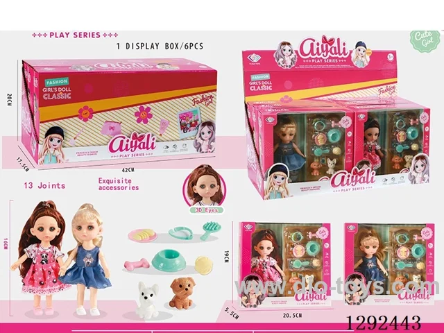 6-Inch 13-Joint Solid-Body Doll Set 6PCS