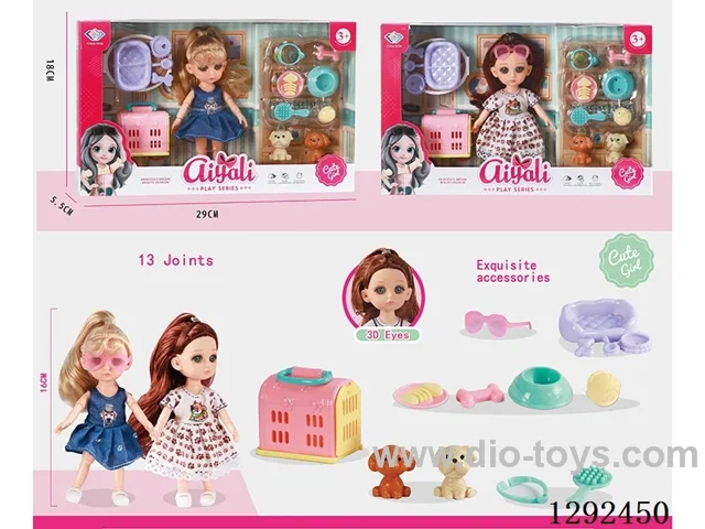 6-Inch 13-Joint Solid-Body Doll Set 2 mixed